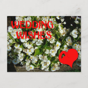 Trouwwensen, hart en bloemen briefkaart