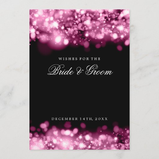 Trouwwensen Roze Fonkelende Lichten Advieskaart (Achterkant)