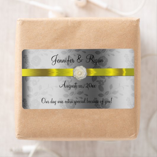 Trouwwijn, Elegant Geel en Zilver, Op Maat Etiket (Insitu)