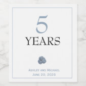 Trouwwijn fles label Hydrangea Dusty Blue Wijn Etiket (Enkel label)