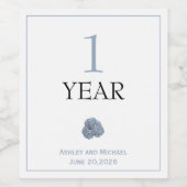 Trouwwijn fles label Hydrangea Dusty Blue Wijn Etiket (Enkel label)