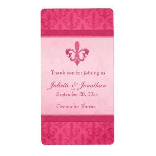 Trouwwijn met gepersonaliseerd etiket fleur de lis (Voorkant)