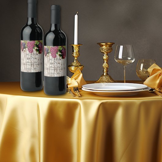 Trouwwijn Waterverf Druiven Wit Hout Panel Wijn Etiket