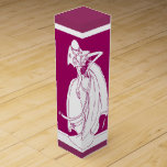 Trouwwijncadeau van de bruid wijn<br><div class="desc">Illustratie van een bruid met bloemen en sluier,  het verzamelen van haar rokken Kamer om woorden toe te voegen aan personaliseren Geschenkdoos voor wijn voor de bruidsmeisjes</div>