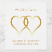 Trouwwijnlabel Gouden Harten Wijn Etiket (Enkel label)