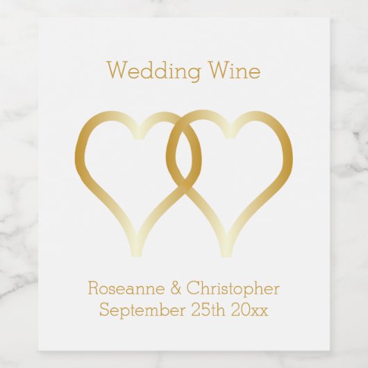 Trouwwijnlabel Gouden Harten Wijn Etiket (Enkel label)