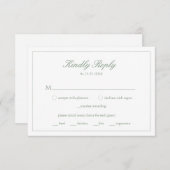 Trouwwijze Groene Monogram Maaltijdkeuze RSVP-kaar Kaart (Voorkant / Achterkant)