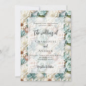 Trouwwijze groene witte bloemen elegant kaart (Voorkant)