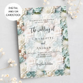 Trouwwijze groene witte bloemen elegant kaart