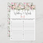 Trouwwoorden A-Z Vrijgezellenfeest spel Kaart (Voorkant / Achterkant)