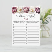 Trouwwoorden A-Z Vrijgezellenfeest spel Kaart (Staand voorkant)