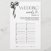 Trouwwoorden van A-Z Black Bow Shower Game (Voorkant)