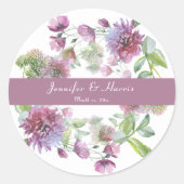Trouwzachte Paarse Bloemen Ronde Sticker (Voorkant)