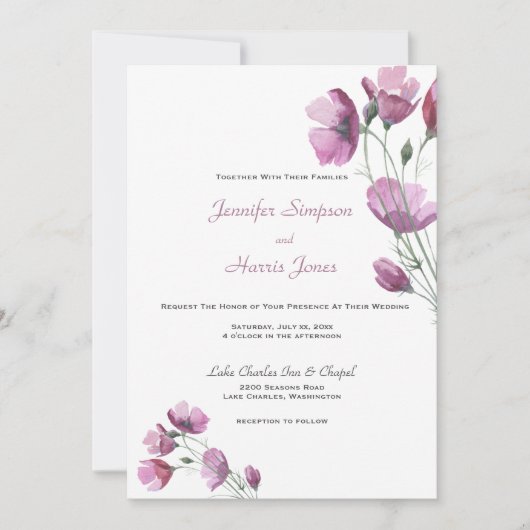 Trouwzachte Paarse Petite Summer Floral Kaart (Voorkant)