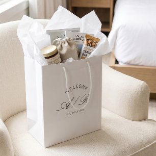 Trouwzak Elegant Witte Welkomsttas voor Bestemming Medium Cadeauzakje