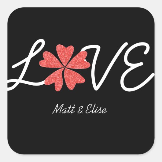Trouwzegel 'Love in Bloom' Vierkante Sticker (Voorkant)