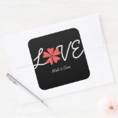 Trouwzegel 'Love in Bloom' Vierkante Sticker (Envelop)