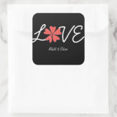 Trouwzegel 'Love in Bloom' Vierkante Sticker (Tas)