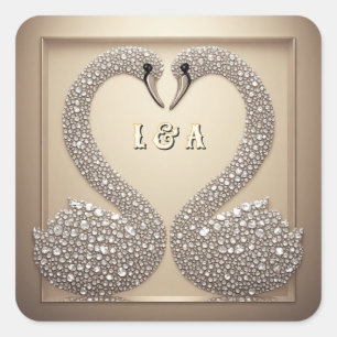 Trouwzwaan Diamond Geïnspireerde Kristal Vierkante Sticker