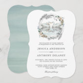 Trouwzwanen Elegante Waterverf Bloemen Kaart (Voorkant / Achterkant)