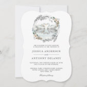 Trouwzwanen Elegante Waterverf Bloemen Kaart (Voorkant)