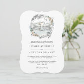 Trouwzwanen Elegante Waterverf Bloemen Kaart (Staand voorkant)