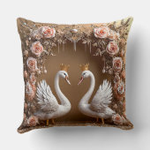 Trouwzwanen Goud & Parel Romantische Liefdesvogels Kussen (Achterkant)