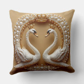 Trouwzwanen Goud & Parel Romantische Zwaan Liefdes Kussen (Achterkant)
