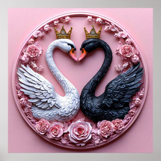 Trouwzwanen Liefdeskunst 🦢🌸🤍✨ Poster (Voorkant)