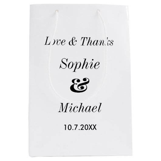 Trouwzwart Wit Klassiek Eenvoudig  Medium Cadeauzakje (Voorkant)