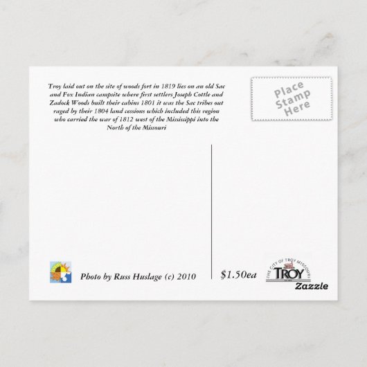 Troy 076, Troy Missouri Briefkaart (Achterkant)