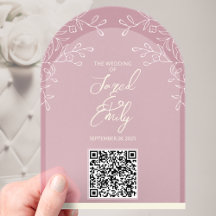 Troy-stijl acryl trouw-QR-code uitnodiging