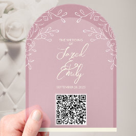 Troy-stijl acryl trouw-QR-code uitnodiging