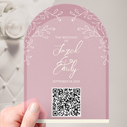 Troy-stijl acryl trouw-QR-code uitnodiging