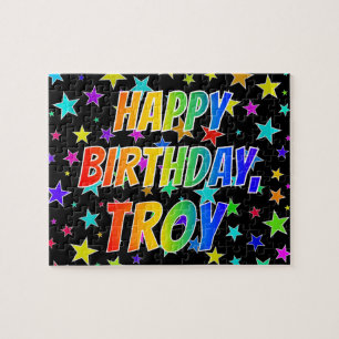 "TROY" voornaam, geun "HAPPY BIRTHDAY" Legpuzzel