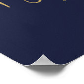Troyblauw Gouden Script Bruids Brunch Welkomstbord Poster (Hoek)