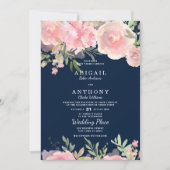 Troyblauw roze koraal groene rozen bloemige Trouw  Kaart (Voorkant)