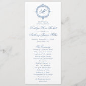 Troyblauw Toile Monogram Huwelijksprogramma's Kaart (Voorkant)