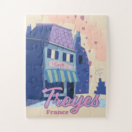 Troyes Frankrijk reisposter Legpuzzel (Verticaal)