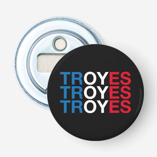 TROYES Franse vlag Button Flesopener (Voorkant)