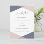 Troyse Blauw Blozende Monogram Save The Date Huwel Kaart (Staand voorkant)