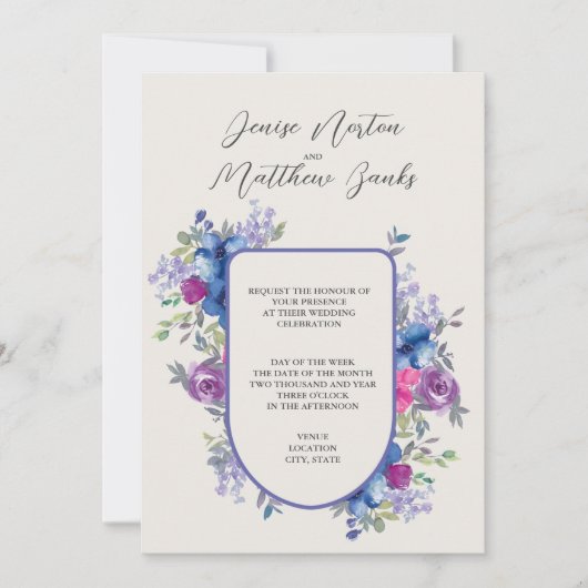 Troyse Blauw en Sneeuwwit Huwelijksuitnodiging Kaart (Voorkant)