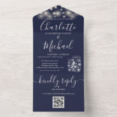 Troyse Blauwe QR-code Metselpotjes Slingerlichtjes All In One Uitnodiging (Binnen)