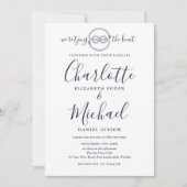 Troyse Bruiloft Navy Blue Schrift Kaart (Voorkant)