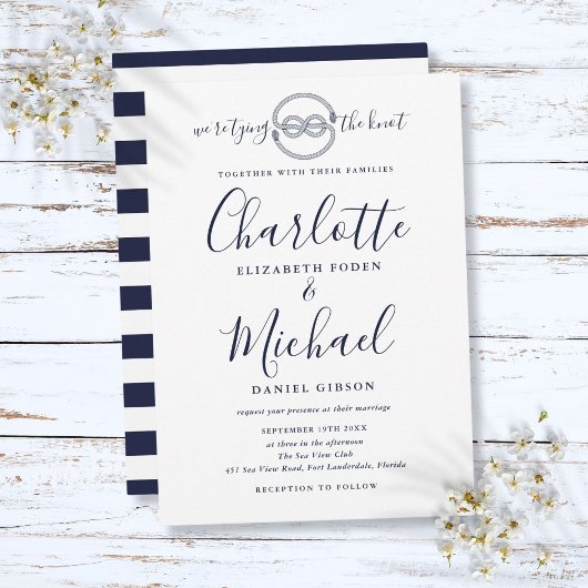 Troyse Bruiloft Navy Blue Schrift Kaart