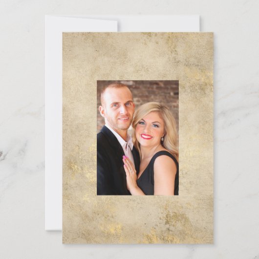 Troyse Paars, Koningsblauw en Gouden Bloemige Trou Save The Date (Achterkant)