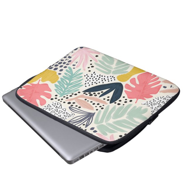 Trpoical Collage Bright Colourful Fun Laptop Sleeve (Voorkant onderkant)