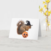 Truc of behandeling Eekhoorn Halloween Kaart (Gele Bloem)