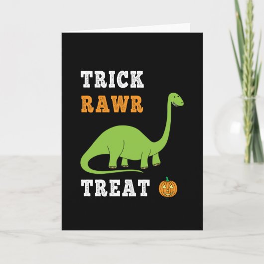 Truc Rawr Behandel Lief Halloween Brontosaurus Din Kaart (Voorkant)