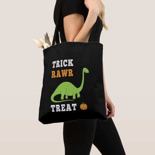 Truc Rawr Behandel Lieve Halloween Brontosaurus Di Tote Bag (Dichtbij)